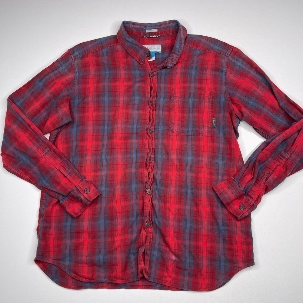 Columbia Shirt Plaid Red Gorp Outdoor Hiking Camping Western Long Sleeve Work
